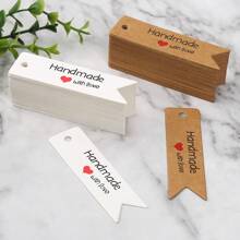 100 SZTUK, Ręcznie robione Etykiety Prezentowe, Etykiety Papierowe Kraft Z Napisem "Ręcznie Robione Z Miłością" Do Sztuki I Rzemiosła, Ślubów, Urodzin, Przyjęć, Świąt Lub Specjalnych Wydarzeń, Dekoracji Wiszących, Dekoracji Prezentów