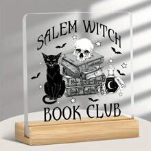 1 bucată, decorațiune vrăjitoare de Halloween WATCH BOOK CLUB Salem ornament magic misterios, ornament de birou în stil întunecat, element craniu cu poțiune de carte magică, ornament de colecție cu tematică vrăjitoare pentru prieteni, potrivit pentru R