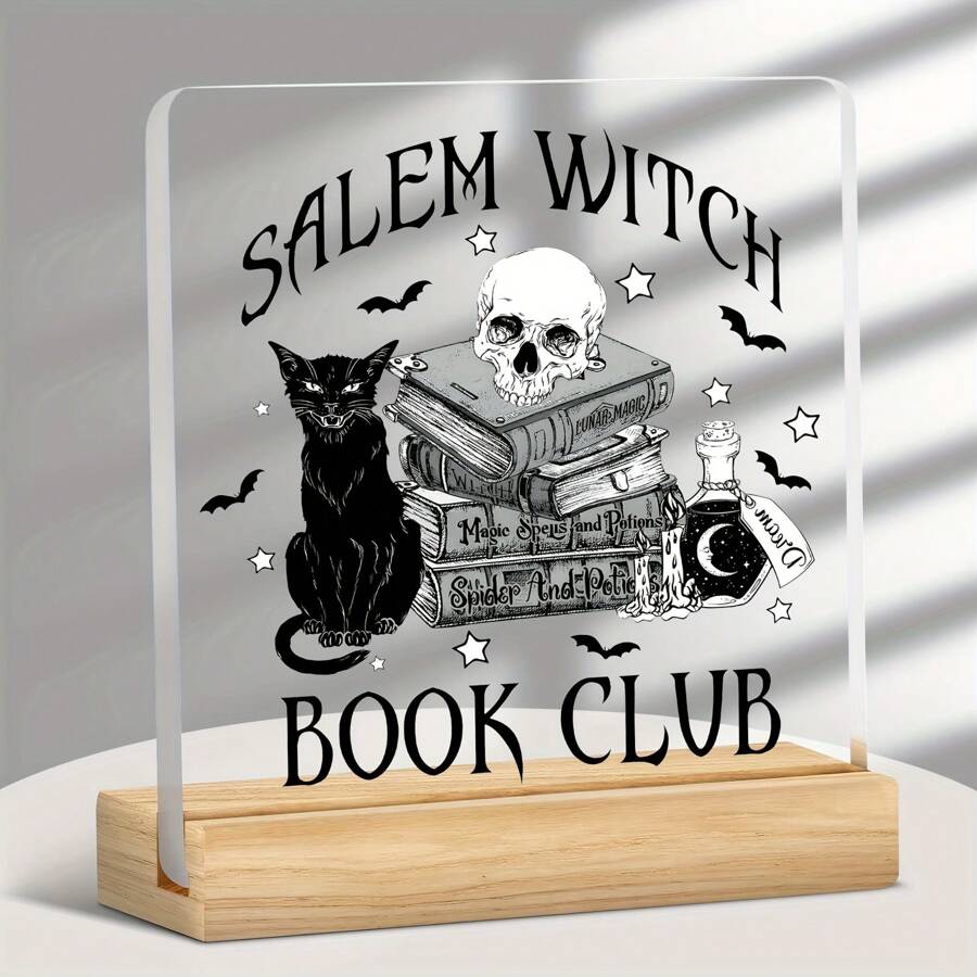 1 bucată, decorațiune vrăjitoare de Halloween WATCH BOOK CLUB Salem ornament magic misterios, ornament de birou în stil întunecat, element craniu cu poțiune de carte magică, ornament de colecție cu tematică vrăjitoare pentru prieteni, potrivit pentru R