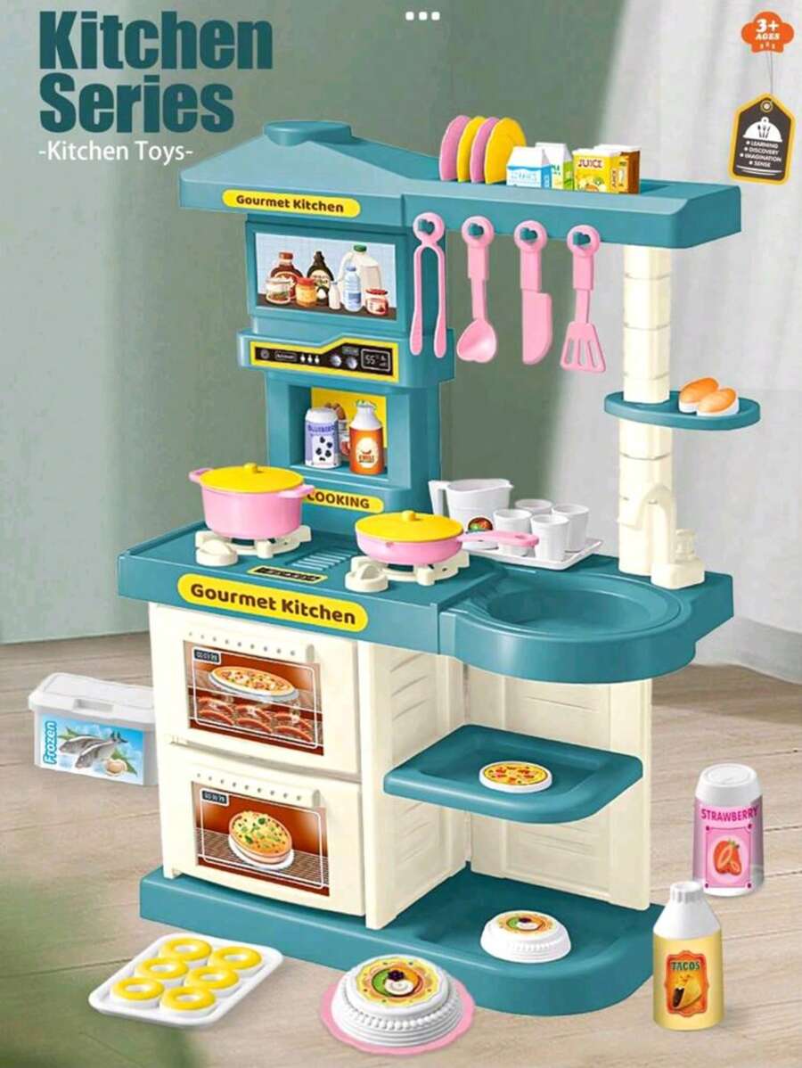Kids Kitchen Playset, Children Role Play Toy Set, Miniature Cooking Utensils Simulation Kitchen Toy, Parent-Child Interactive Toy, For Boys And Girls, Birthday Gift, Holiday Gift, Halloween Interactive Gift