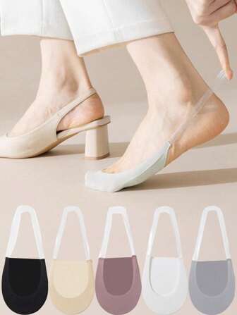 1/5 Pairs Invisible Boat Socks Women Summer Silicone Non-Slip Socks For High Heels Shoes Ice Silk Thin Half-Palm Suspender New Christmas Gift