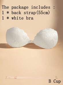 ideaCCSZ 1件/2件装蕾丝隐形文胸，白色粘性聚拢文胸，硅胶乳贴，前扣自粘设计，后背带，可重复使用，适合婚礼和无肩带晚礼服