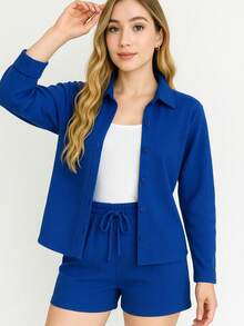 Women Two-Piece Outfits - Royal Blue - View 1