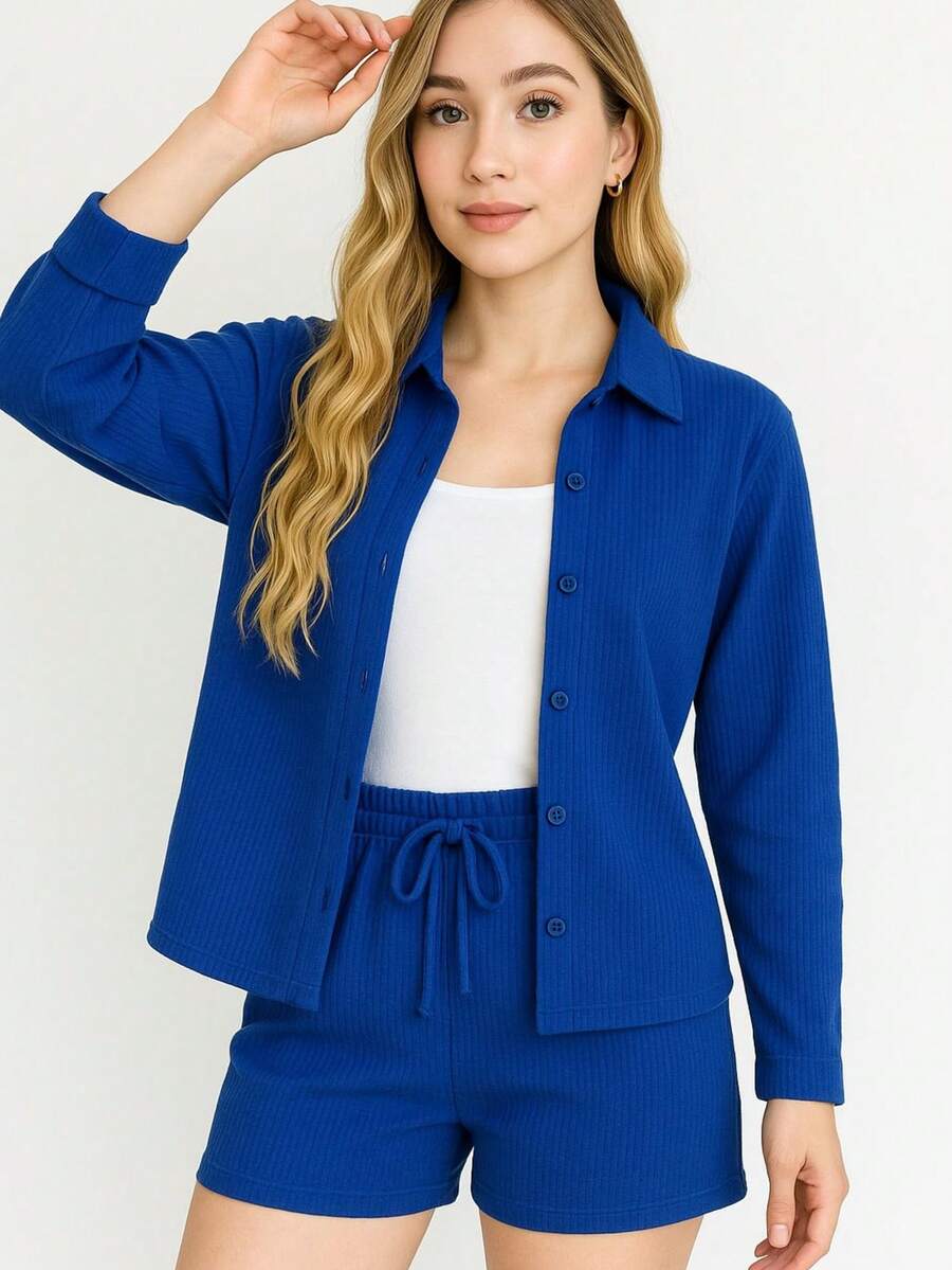 Women Two-Piece Outfits - Royal Blue - View 1