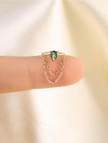 EleRunis 1 件 925 纯银天然苔藓玛瑙榄尖形不对称水滴平背软骨耳轮穿孔精美珠宝适合日常佩戴婚礼派对订婚周年纪念情人节 - 金色 - 查看 18