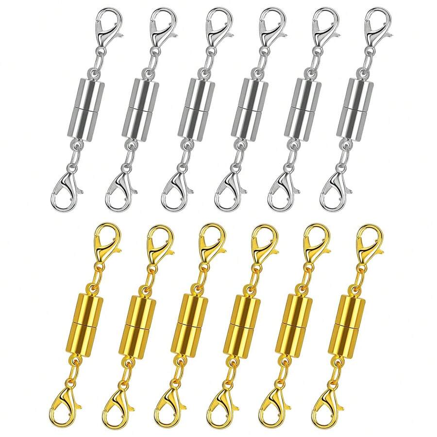 12 Pack Magnetic Necklace Clasps And Closures. Necklace Jewelry Extender With Strong Magnet. Magnetic Necklace Clasp For Jewelry Necklace Bracelet Making. Gold And Silver Plating (Regular) - Multicolor - View 1