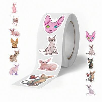 Bộ 500 miếng dán hình cô gái hoạt hình, ong, mèo, miếng dán chống thấm nước dùng cho sổ lưu niệm, nhật ký, trang trí DIY, hộp quà, ô tô, hành lý, cốc