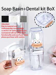 Portable Travel Soap Dish And Toothbrush Holder Set - Plastic, Oval Shape, Essential For Camping, Gym, And Bathroom Accessories.