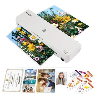 ラミネーター A3/A4/A5 対応 75~125μ フィルム対応 高速ウォームアップ 冷熱両用 詰まり防止レバー 気泡・波打ち防止 家庭 / 業務兼用 年賀状・写真用 ホワイト 【A3 フィルム 10 枚付き】