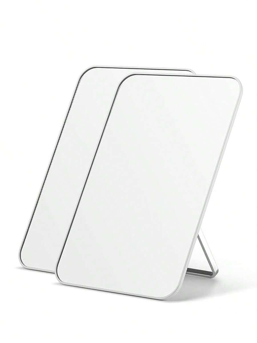Portable Foldable Mirror 8x5 Inch, Multi-Position Stand & Hanging Hole, Compact Travel Essential White - Trắng-2 chiếc - Xem 1