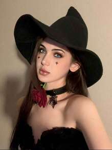 1 件男女通用女巫帽，可折叠针织尖头巫师帽，适合万圣节、化装舞会、冬季