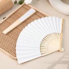 [Customized] 1/5/10/30/50/100pcs White Blank Foldable Paper Fans - Suitable For DIY Decoration, Wedding Party Gifts And Home Gifts, Retro Bamboo Hand-Held Folding Ladies' Accessories Fan, Teacher's Day Gift, Ladies' Dress Accessories.,Durable,Colorful,Cute,Adorable,Funny,Kawaii,Y2K,Stylish,Unisex,Casual,Custom,Personalized,Unique,Customized,Ideal Gifts For Him,Ideal Gifts For Her,Her,Boyfriend,Girlfriend,Family,Friends