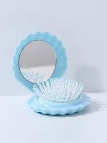 1 件闪亮金属可折叠旅行发刷带镜子，便携式贝壳形按摩紧凑梳 - 男女通用小口袋发刷（迷你旅行必备），美发套装，美发工具套装，发饰，美发工具 - 彩色 - 查看 11