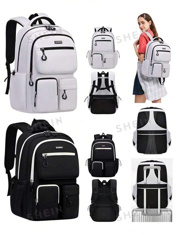1pc Large Capacity Unisex Backpack, Suitable For School And Travel, 15.6 Inch Laptop Backpack With Multiple Pockets - Lightweight Backpack For Boys/Girls, Suitable For College Students, Teenagers, Daily Commute And Outdoor