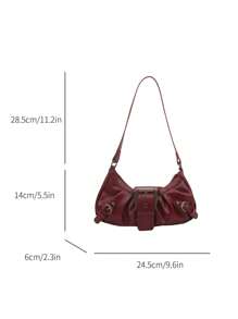 1 件女式复古机车朋克风格铆钉装饰可调节肩带大容量柔软仿油皮革渐变色单肩腋下包，适合工作、通勤、约会、派对