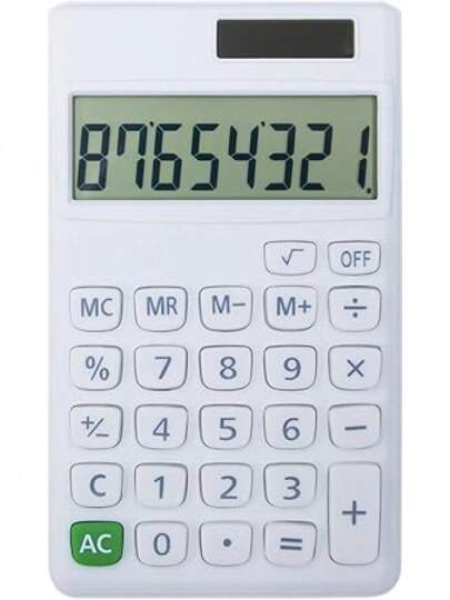 Small Digital Desktop Calculator With 8-Digit LCD Display, Battery Solar Power Smart Calculator Children's School Adult Office Family Standard Functions (8 Bit White)