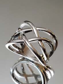 1 件复古波西米亚风格女士装饰戒指，适合婚礼、派对、节日、休闲装 - 銀色 - 查看 2