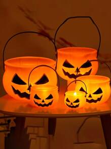 全新万圣节装饰南瓜桶手提包，3D趣味酒吧派对氛围玩具装饰 - 彩色 - 查看 3