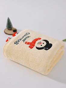 1pc/2pcs Christmas Snowman, Reindeer, Santa Claus Design Super Soft Coral Fleece Bath Towel, Quick Dry, Non-Shedding, Sauna Towel, High Absorbency, Lightweight, Guest Towel, Bathroom Decor, Advent Gift, Christmas Best Gift. Towel Size: 34*75cm, Bath Towel Size: 70*140cm Shower Towels For Beauty Salon, Hotel Sports,Home Essentials, Towel, Skin Care