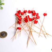 10/50/100 piezas Pinchos de cóctel profesionales de bambú, pinchos de cóctel con corazón rojo, suministros para fiestas de cóctel para el Día de San Valentín, decoraciones de fiesta, suministros de fiesta, decoraciones navideñas, boda, decoración de mesa para el Día de la Madre