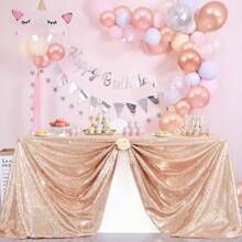 Sequin Tablecloth 48x95 Inches Rectangle/48 Inches Round, Glitter Table Cover Sparkly Classy Elegant Tablecloth For Christmas, Halloween, Weddings, Birthday Parties, Valentine's Day, Candy Buffets, Exhibitions, Graduation Ceremonies, Table Decorations