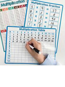 Tabla de multiplicar tamaño A4, herramienta de práctica de operaciones matemáticas para niños, reutilizable para escribir y borrar - Multicolor - Ver 3