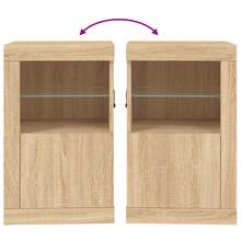 Larryhot Mueble auxiliar con luces  roble sonoma, bonito y práctico, ideal para almacenaje y decoración del hogar - Marrón - Ver 10