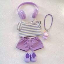 (Doll Clothes Only) For Labubu 1st, 2nd, 3rd Generation Labobo Doll Clothes, High Energy 3.0 LBB Resin Figurine Sitting Party Outfit, Headphones, Fashion Versatile Set - Multicolor - View 5