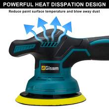 Gisam Cordless Car Polisher 8 Speeds Digital Display Electric Polisher Auto Car Polishing Waxing Machine - 查看 7