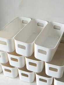 5个装-日式桌面抽屉式收纳盒 分类杂物 梳妆台收纳 隔层塑料磨砂 厨房收纳 手机壳收纳盒 分离魔术工具 衣柜收纳抽屉 桌面长条整理篮 窄长型收纳盒 - 白色 - 查看 10
