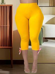 Women Capri Pants With 3D Bow High Rise Long Short Tights Casual Work Leggings For Outdoor Office
