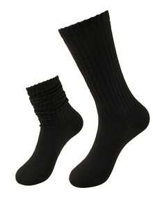 1/3/6 双装 女士春秋冬季宽松针织袜 黑色、白色和灰色 压缩袜 舒适、保暖、透气、时尚 适合远足、返校、万圣节和圣诞节的完美礼物