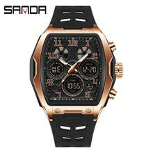 Relógio Masculino SANDA Digital Quartzo Militar Esportivo, Marca de Luxo Multifuncional com Alarme, Data, Semana, Cronômetro, Função de Luz EL, Impermeável, Eletrônico LED, Presente Original para Homens 6266