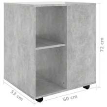 Larryhot Mobiletto con ruote grigio cemento 60x53x72 cm in legno ingegnerizzato, bello e pratico, ideale per riporre oggetti e decorare la casa - Grigio - Visualizzare 9