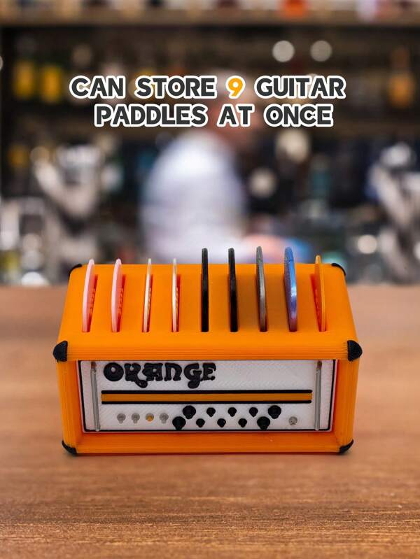 Suporte para palhetas de mini amplificador de guitarra com impressão 3D | Palhetas de guitarra para armazenamento | Caixa de armazenamento para acessórios de guitarra legais | Armazenamento compacto para palhetas | Mini suporte para palhetas de amplificador de guitarra para a temporada de volta às aulas, Halloween e Natal