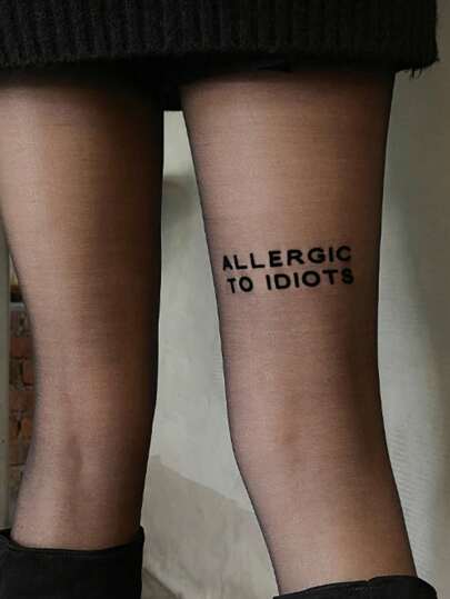 1 Pair Of Women's New Flocking Stockings Letters Sexy Leg Socks Spring And Summer Ultra-Thin Black Silk Pantyhose