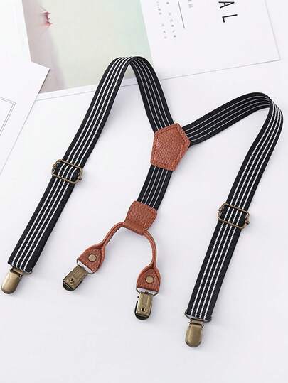 Suspender Clips, Non-Slip Trouser Braces Fastener Clips, Striped Suspenders, Suitable For Casual And Formal Occasions, Holiday Outfit Accessories - Multiple Color Options