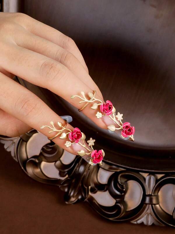 1 đôi nhẫn Gothic, nhẫn ngón tay phong cách sườn xám tối giản, trang sức tay cổ điển vintage màu đỏ, nhẫn tiệc Halloween