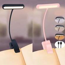 Yogle LED Clip-On Leselicht, 3 Farbtemperatur-Modi und 5 Helligkeitseinstellungen, USB-Aufladung, stufenlos dimmbar mit 360° flexiblem Leseleuchte, tragbare Clip-On Leuchte für Büro, Nachtlektüre