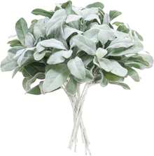 Lambs Ear Stems  Artificial Flocked Lambs Ear Leaves Faux Greenery Stems For DIY Garlands Wreath Wedding Bouquet Centerpiece Home Decoration - 綠色 - 查看 1