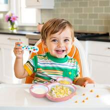 Ai Bei Parent Co. Divided Unbreakable Silicone Baby And Toddler Plates - Non-Slip - Dishwasher And Microwave Safe - Silicone - 粉色 - 查看 5