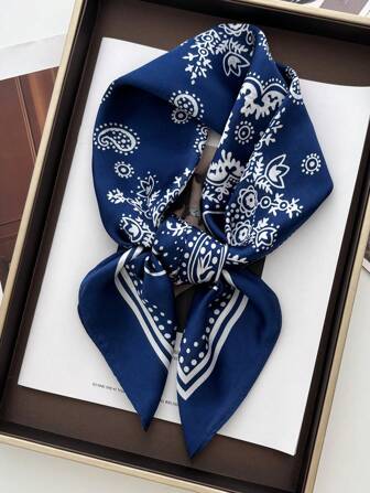 1pc Paisley Print 27.6in Silk-Like Bandana Scarf, Versatile Neck Scarf, Headwrap, Decoration For Men
