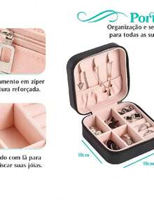 Jewelry Organizer Travel Jewelry Display Portable Travel Jewelry Boxes Storage Organizer - 玫瑰紅 - 查看 5