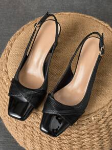 1 Pair Women's Closed Toe Sandals, New Summer Shallow Fairy Style Backless High Heel Shoes