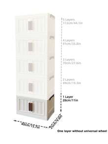 40厘米/15.8英寸宽五层可拆卸折叠储物盒，衣柜整理架/卧室衣柜/便携式衣柜，无需安装，可堆叠存放婴儿衣物/玩具/书籍/零食/杂物，客厅/卧室/厨房塑料储物柜 - 彩色 - 查看 10