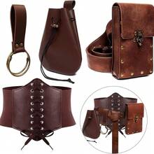 Womens Corset Belt Pouch Waist Bag Fanny Pack Phone Holder Coin Purse Skirt Hikes Loop Hook Medieval Renaissance Costume Sets - A - View 4