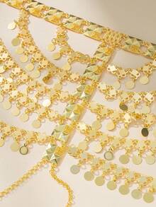 Herseygold 1 件全新镀金头链，中东/阿拉伯风格新娘发饰，土耳其/库尔德女士奢华珠宝礼物，婚礼配饰 - 金色 - 查看 8