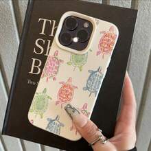 1pc Cute Colorful Sea Turtle Pattern TPU Phone Case Compatible With Apple/ Phones - White - View 3