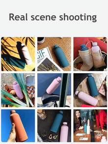 1 Stück 500ml mattierte einfarbige isolierte Wasserflasche, flacher Boden, geeignet für Outdoor-Sport, Milch, Kaffee, Tee, Saft, Autofahrten, Alltags- und Urlaubsgeschenke, doppelwandiger rostfreier Stahl, auslaufsicher, langanhaltende Isolierung, personalisierbare Gummi-Körper