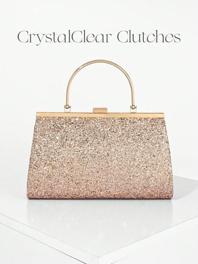 闪粉手提包，迷人优雅，精致低调奢华，闪粉闪耀奢华晚宴包，手拿包，女士水钻手拿包，适合派对女孩、女士、新娘。派对、婚礼、舞会、晚宴/宴会的完美之选，搭配婚纱、女士礼服、舞会礼服、生日礼服的完美之选。